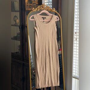 Banana Republic NWT Metallic Gold Ribbed Scoop Neck Midi Dress